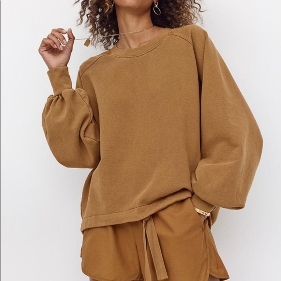 madewell bubble sleeve sweatshirt dress